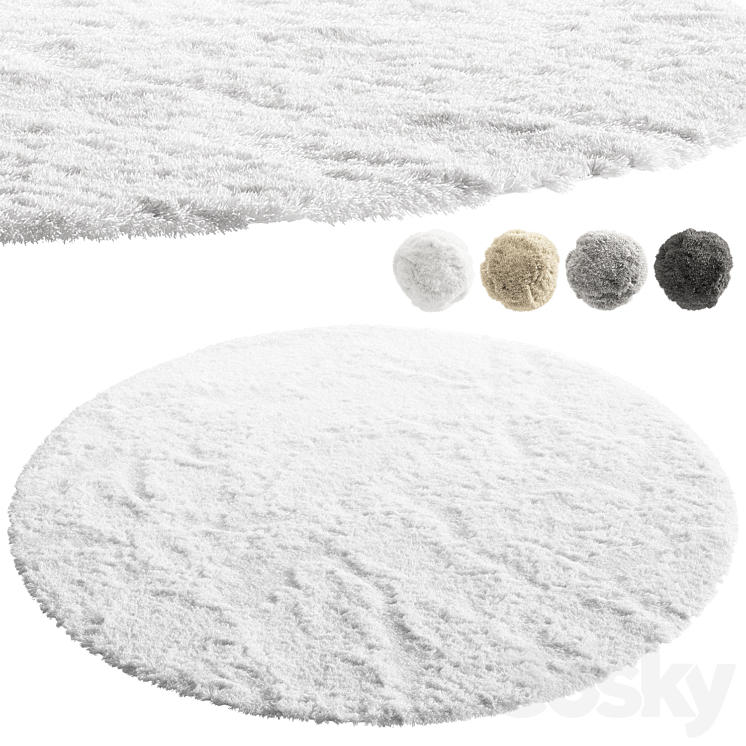 nuLoom Shaggy Area Round Rug (4 colors) 3DS Max Model - thumbnail 1