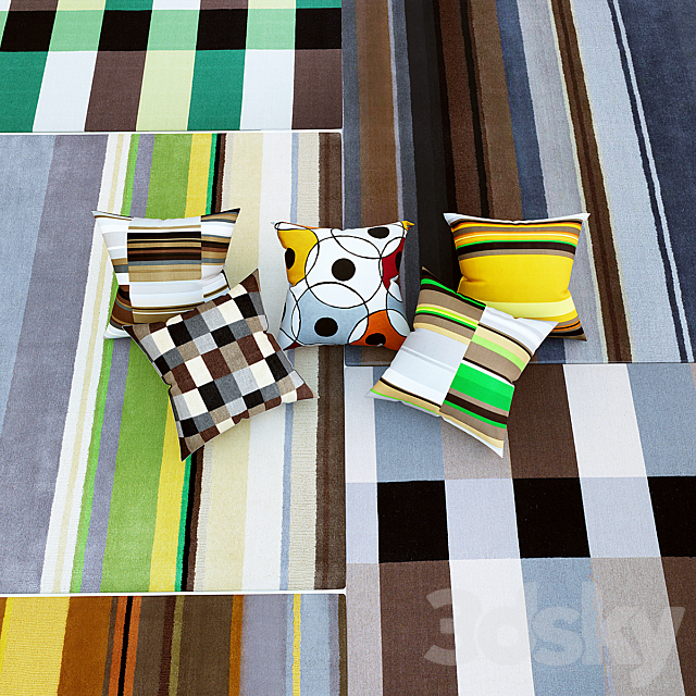 pillows and rugs ikea Stockholm 3DS Max Model - thumbnail 1