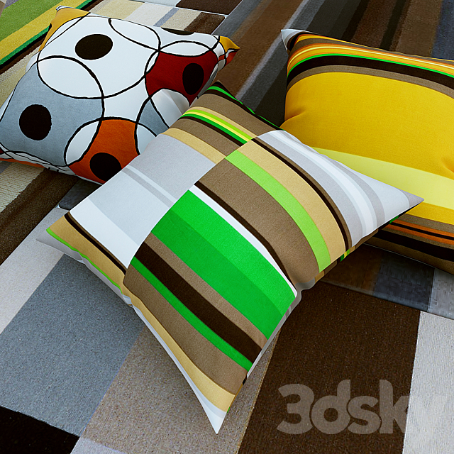 pillows and rugs ikea Stockholm 3DS Max Model - thumbnail 2