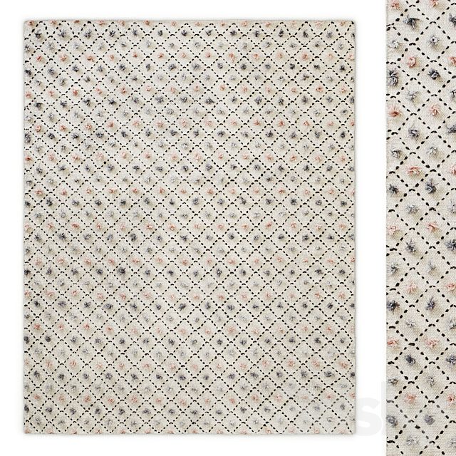 Pom-Pom Performance Handwoven Flatweave Rug RH 3ds Max - thumbnail 1