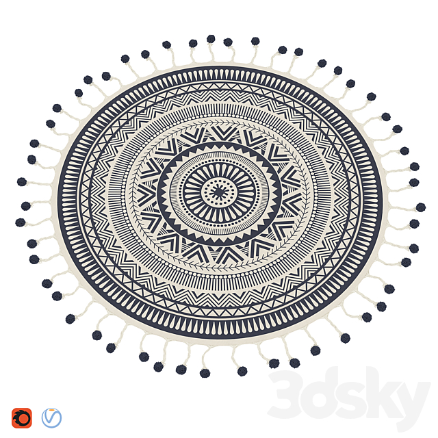 Round area rug 3ds Max - thumbnail 1