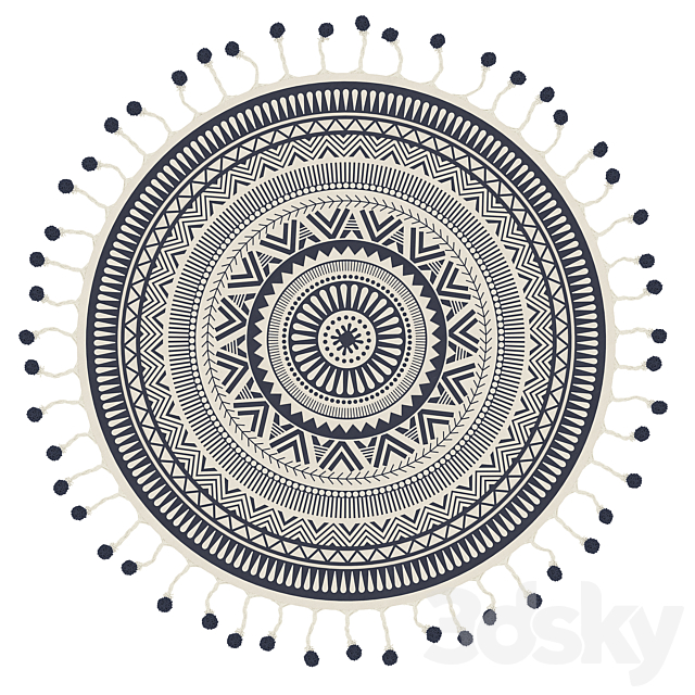 Round area rug 3ds Max - thumbnail 2