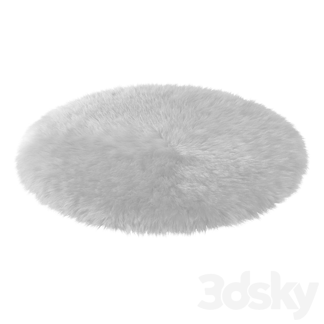 Round white rug 3ds Max - thumbnail 2