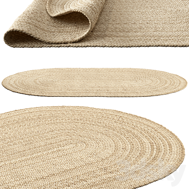 SAFAVIEH Dina Coastal Jute Rug Oval 3ds Max - thumbnail 1