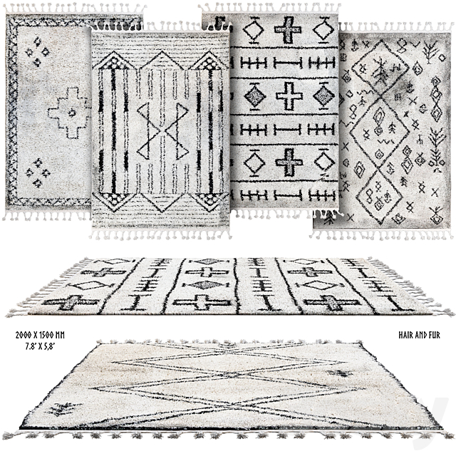 Scandinavian rugs set 3DS Max Model - thumbnail 1