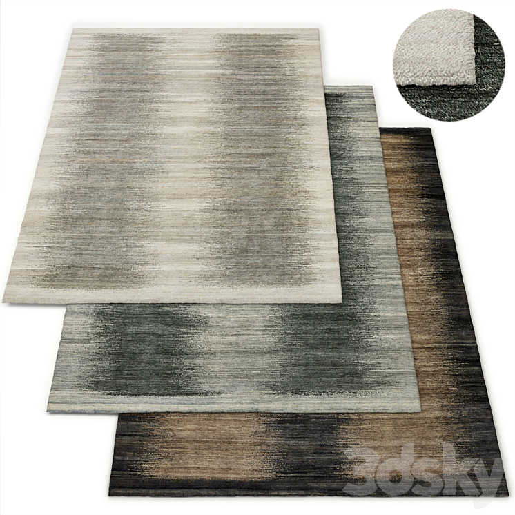 Shahi Hand-Knotted Wool Rug Restoration Hardware 3DS Max Model - thumbnail 1