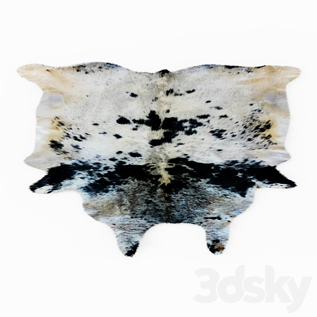 Spotted Black And White Cow Skin Rug 3DS Max Model - thumbnail 2