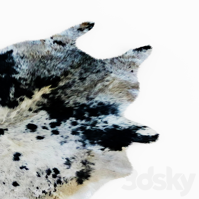 Spotted Black And White Cow Skin Rug 3DS Max Model - thumbnail 4