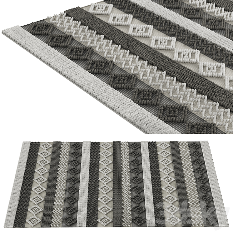 Surya Farmhouse Tassel Diamond Hand Woven Rug 3DS Max Model - thumbnail 3