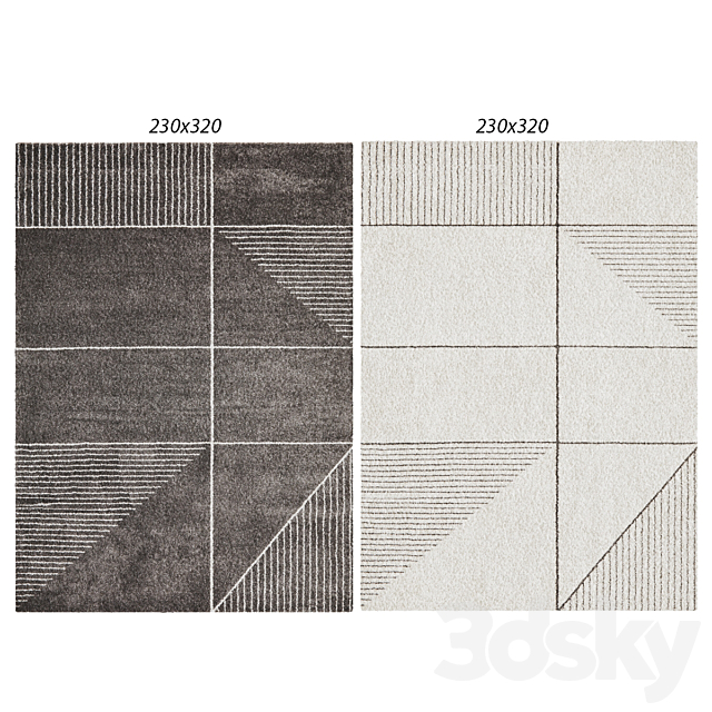 Temple and webster: Charcoal & White Soft Metro Contemporary Rug Ivory & Charcoal 3ds Max - thumbnail 1