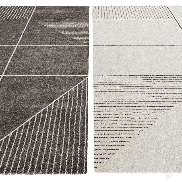 Temple and webster: Charcoal & White Soft Metro Contemporary Rug Ivory & Charcoal 3ds Max - thumbnail 2