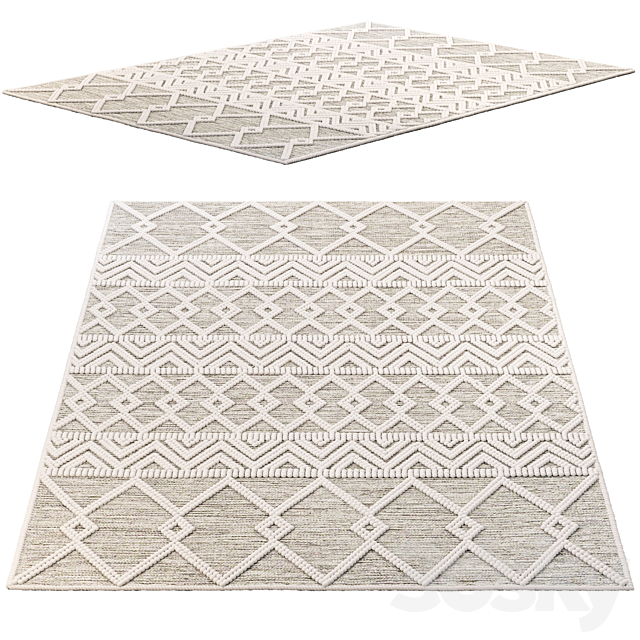 The Curated Nomad Bradrick Trellis Wool Area Rug 3DS Max Model - thumbnail 4