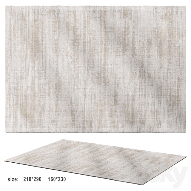 Tribeca – Cream Beige Viscose Rug by Rugvista 3ds Max - thumbnail 1