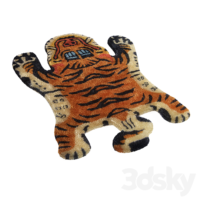 Vintage Tibetan Tiger Rug 3ds Max - thumbnail 2