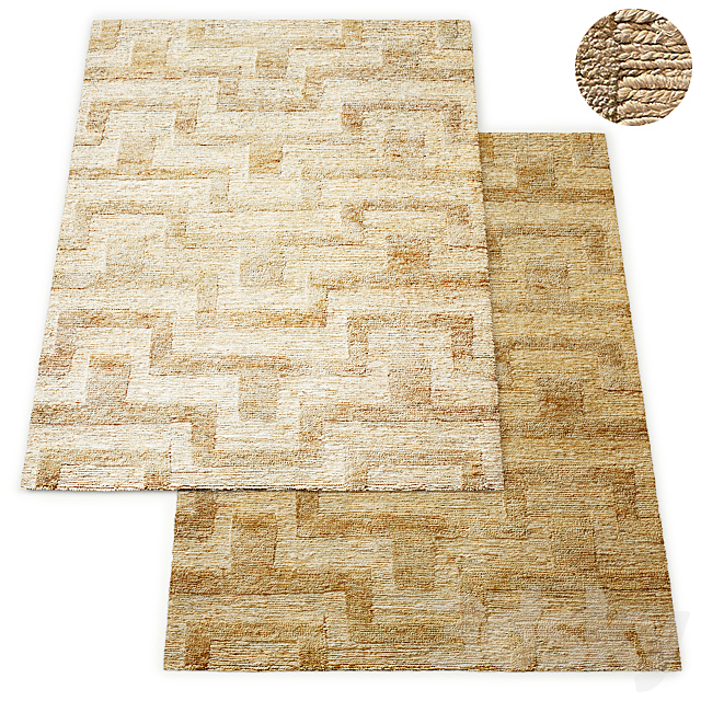 Wabi-Sabi Hand-Knotted Geo Jute Rug RH Collection 3ds Max - thumbnail 1