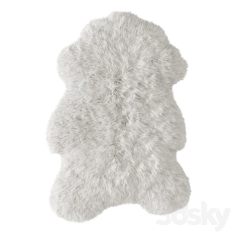 White fluffy sheepskin carpet 3DS Max Model - thumbnail 3