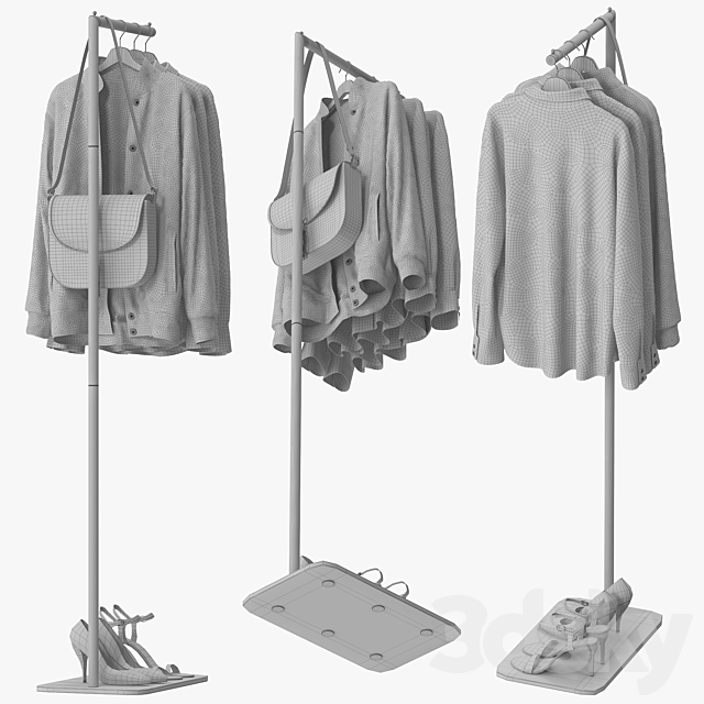 67 Free Standing Metal Coat 3DS Max Model - thumbnail 5