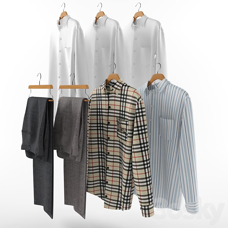 A set of men's clothes on hangers 3DS Max - thumbnail 1