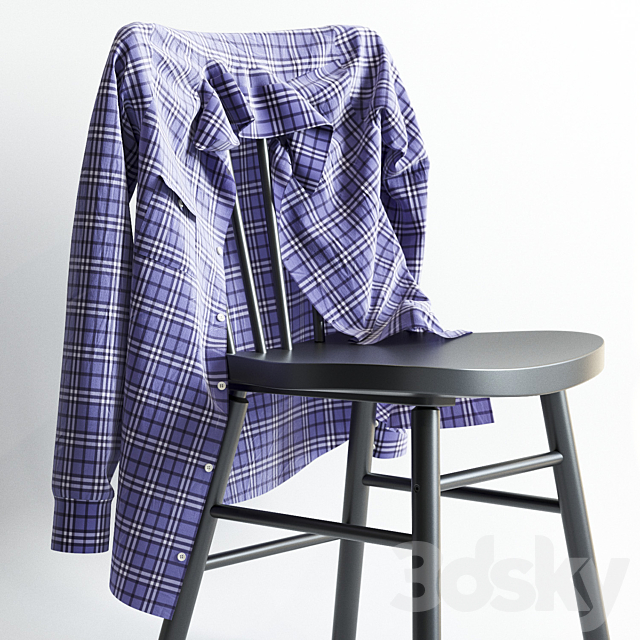 A set of men’s shirts and chair IKEA NORRARYD 3DSMax File - thumbnail 2