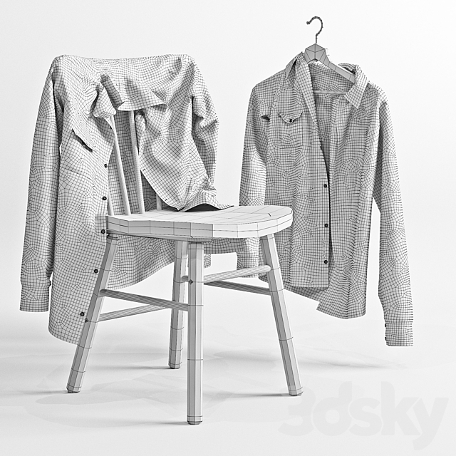 A set of men’s shirts and chair IKEA NORRARYD 3DSMax File - thumbnail 3