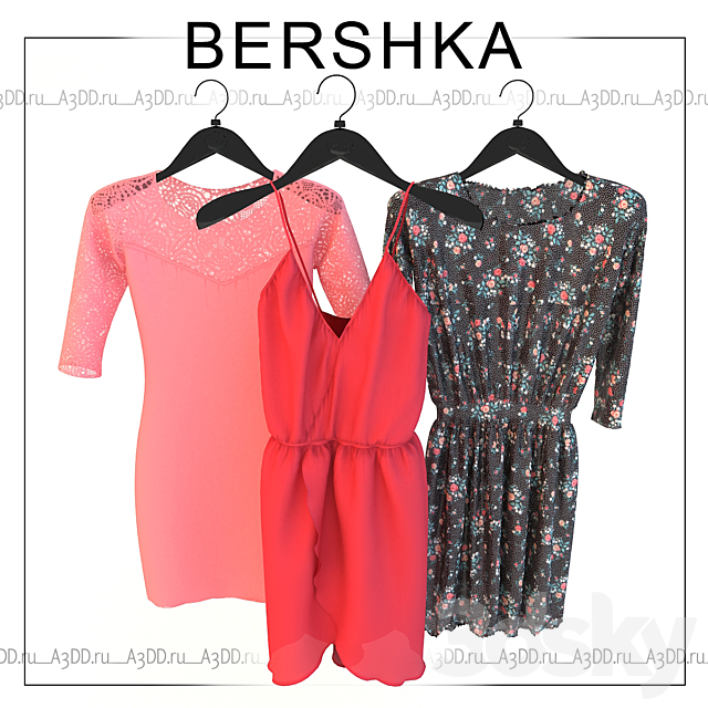 BERSHKA (dresses on hangers) 3DS Max Model - thumbnail 1