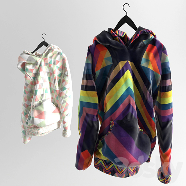 Chic Geometric Print Hoodie 3DS Max Model - thumbnail 2