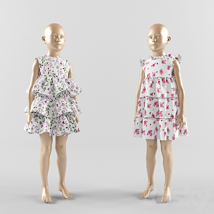 Children dress on a mannequin 01 3DS Max - thumbnail 1