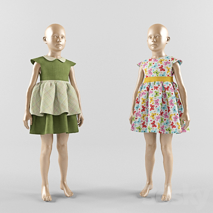 Children dress on a mannequin 02 3DS Max - thumbnail 1