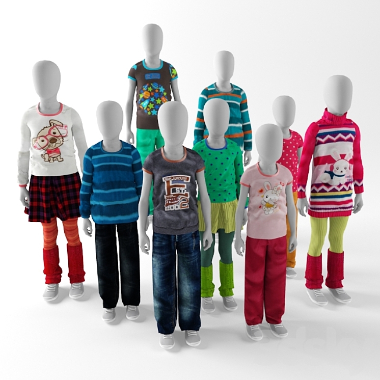 Children mannequins abstract 3DS Max Model - thumbnail 1