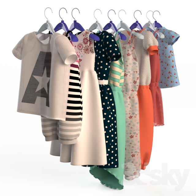 Children's clothing on hangers 3DS Max - thumbnail 3