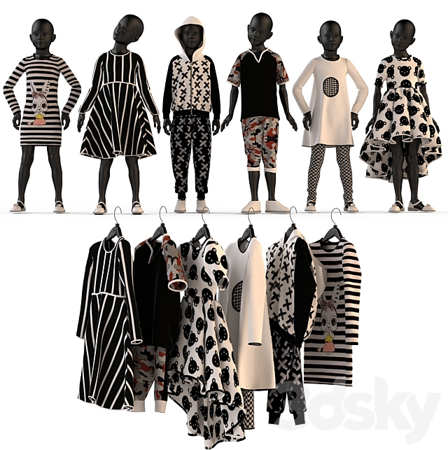 Children’s clothing on mannequins and hangers 3DSMax File - thumbnail 1