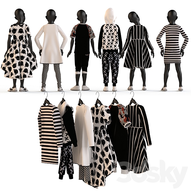 Children’s clothing on mannequins and hangers 3DSMax File - thumbnail 2