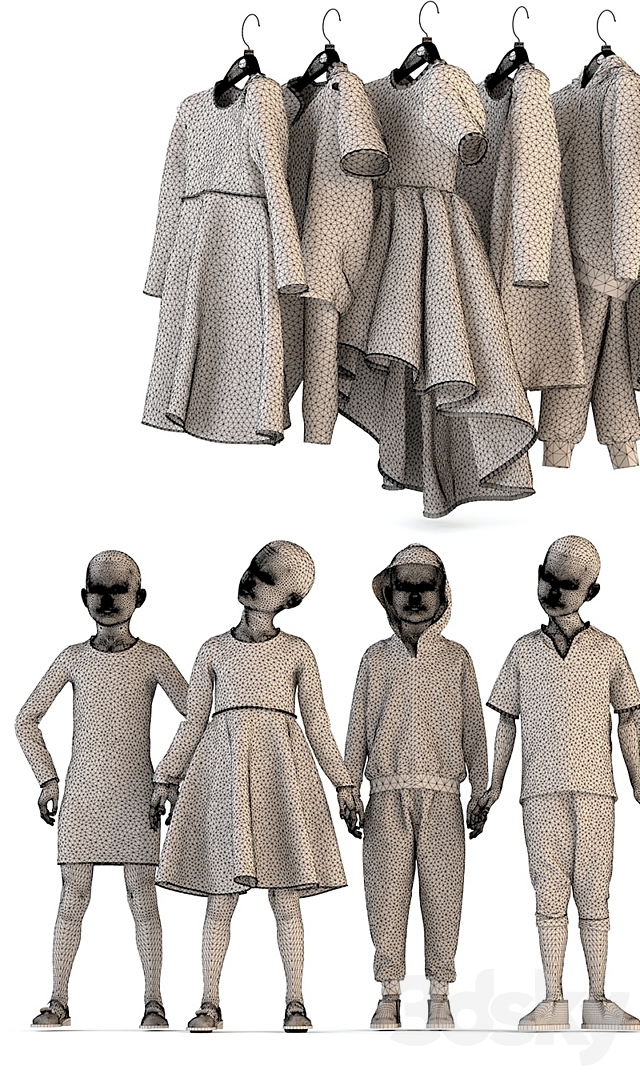 Children’s clothing on mannequins and hangers 3DSMax File - thumbnail 3