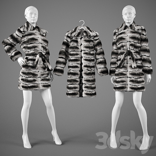 Chinchilla fur coat. 3DS Max Model - thumbnail 1