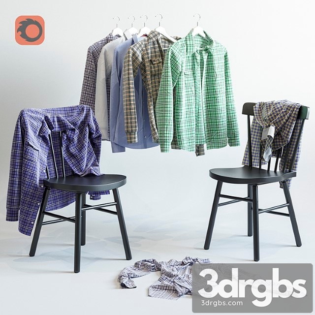 Clothes A set of men’s shirts and chair ikea norraryd 3dsmax Download - thumbnail 1