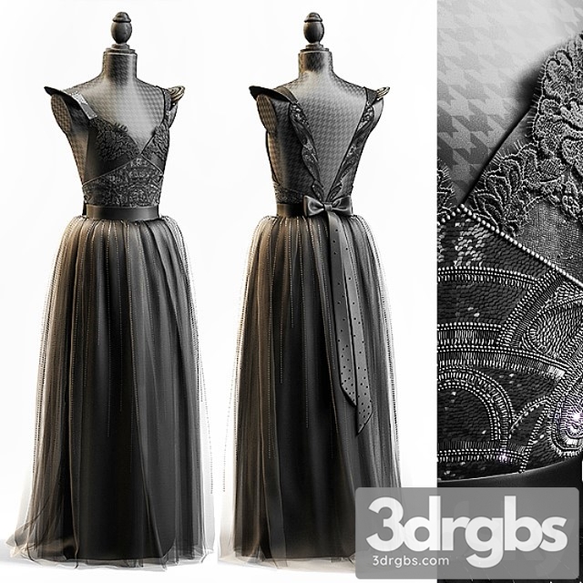 Clothes Black wedding dress 3dsmax Download - thumbnail 1