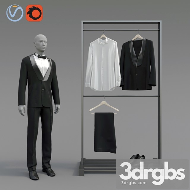 Clothes Classic male tuxedo 3dsmax Download - thumbnail 1