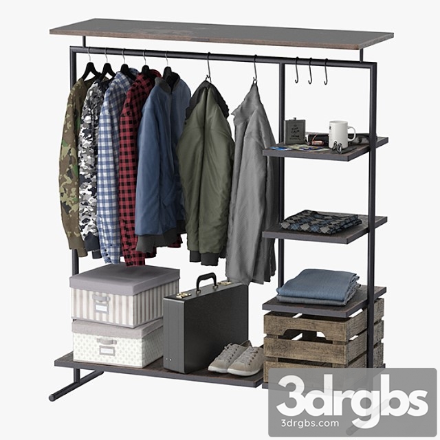 Clothes Clothes rack wood 3dsmax Download - thumbnail 1