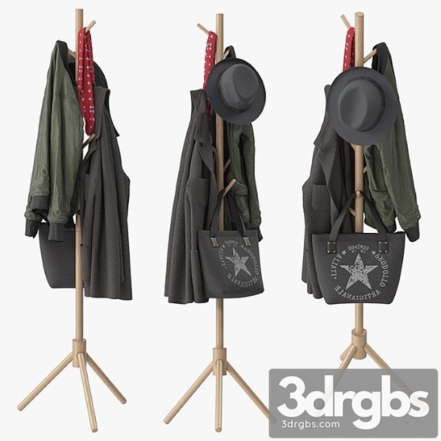 Clothes Lendra deluxe wooden coat rack tree 3dsmax Download - thumbnail 1