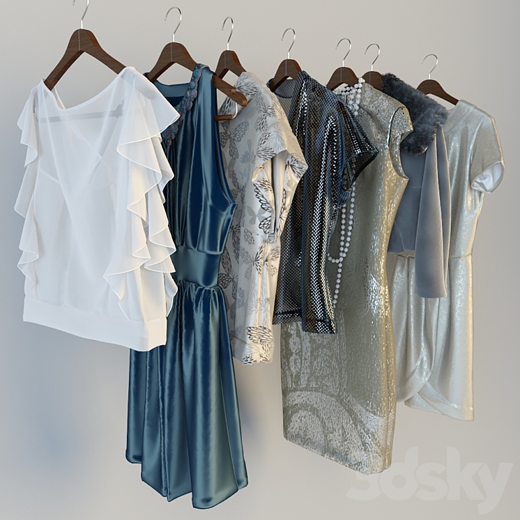 Clothes on hangers 3DS Max - thumbnail 1