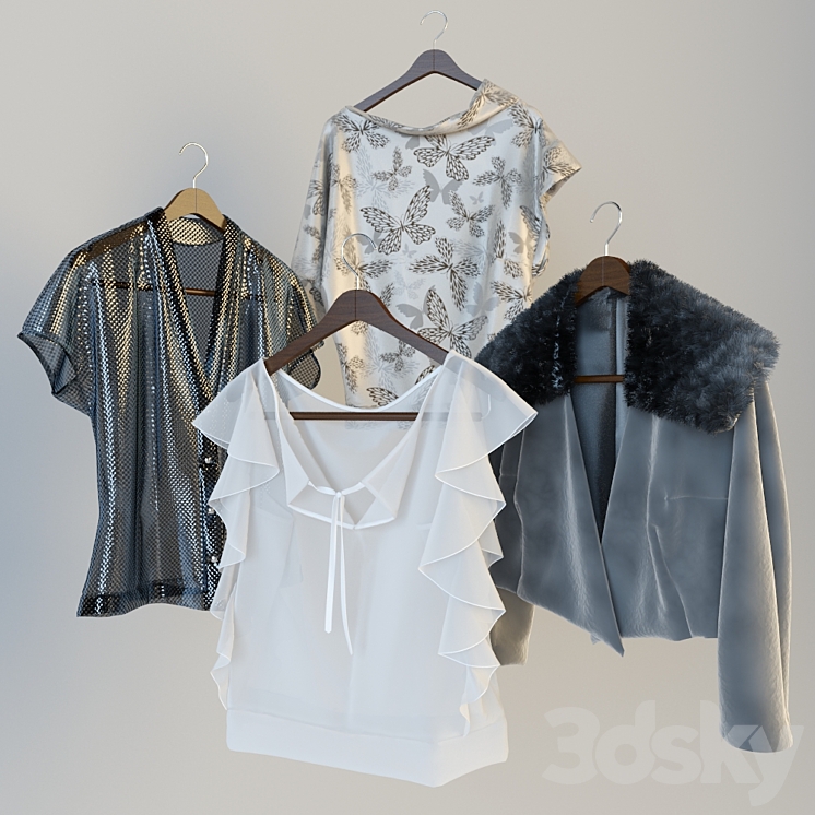 Clothes on hangers 3DS Max - thumbnail 2