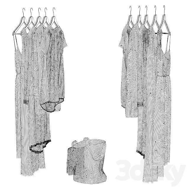 Clothes on hangers and linen basket 3DSMax File - thumbnail 3