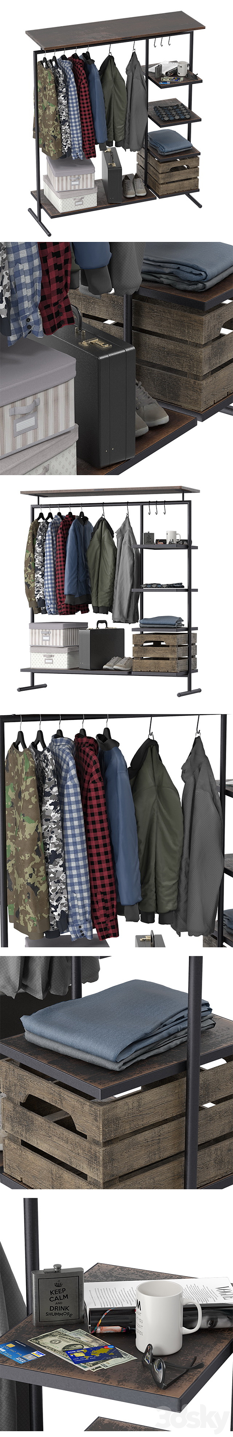 CLOTHES RACK WOOD 3DS Max - thumbnail 2