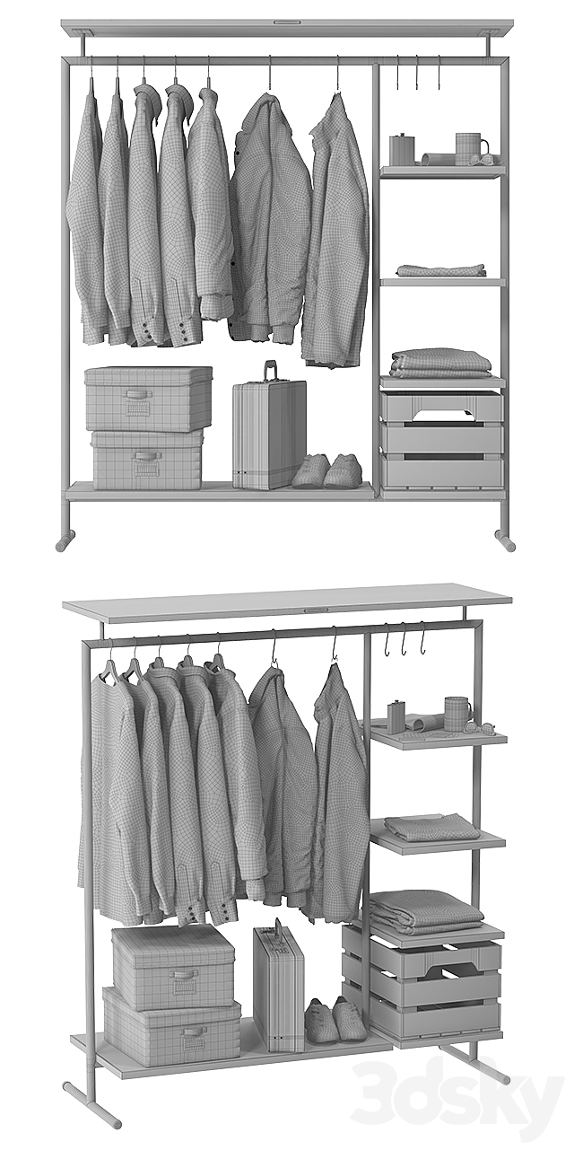 CLOTHES RACK WOOD 3DSMax File - thumbnail 3