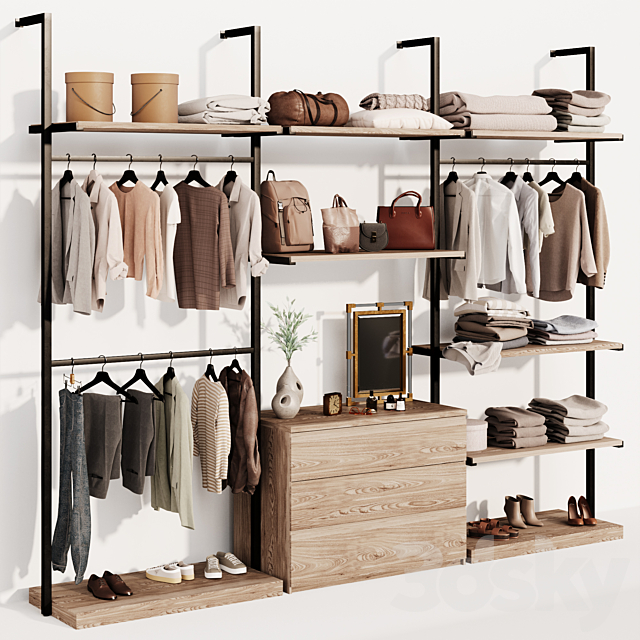 Clothes wardrobe rack 3ds Max - thumbnail 1