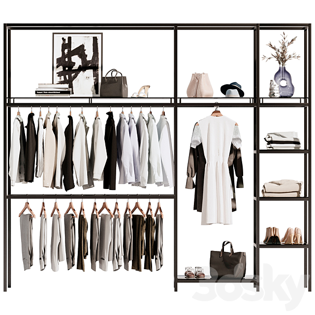 Clothes wardrobe rack for clothing store 3DS Max Model - thumbnail 2