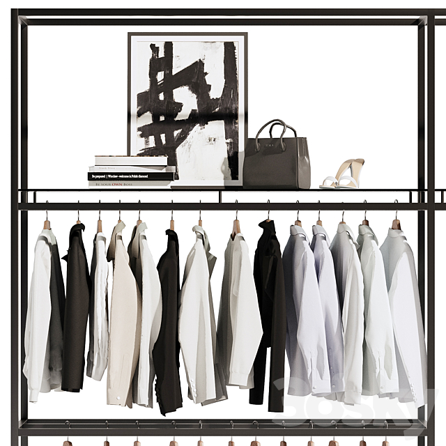 Clothes wardrobe rack for clothing store 3DS Max Model - thumbnail 3