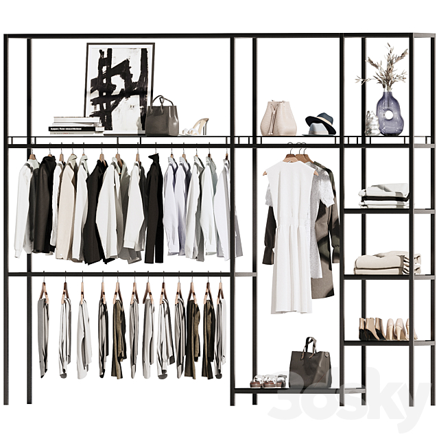 Clothes wardrobe rack for clothing store 3DS Max Model - thumbnail 5