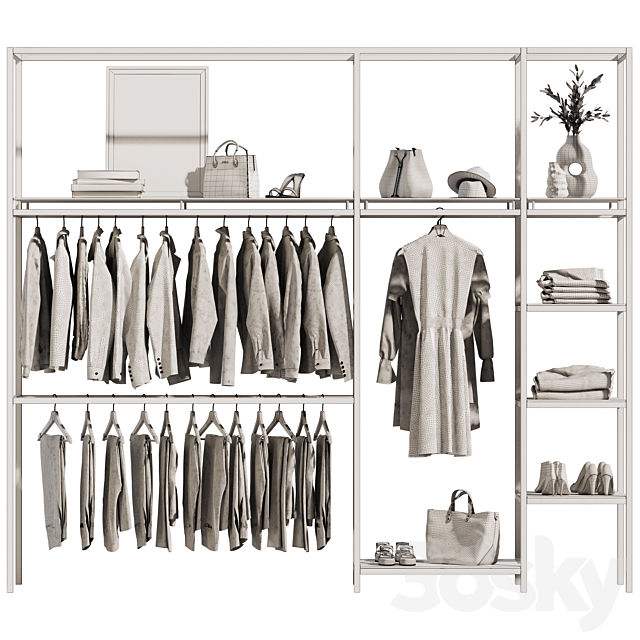 Clothes wardrobe rack for clothing store 3DS Max Model - thumbnail 7