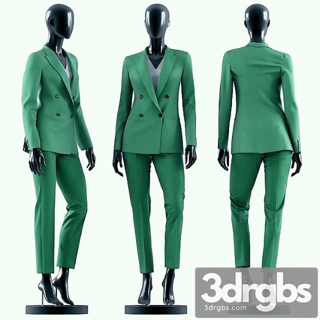 Clothes Woman green suit 3dsmax Download - thumbnail 1